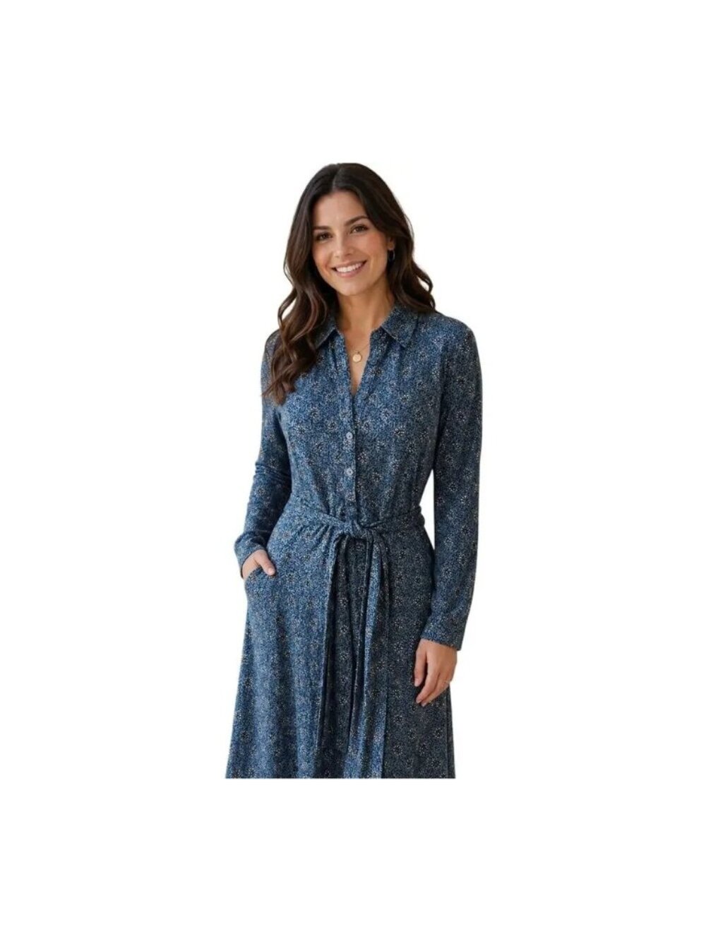 Boden Laura Blue Jersey Shirt Dress, Size 10